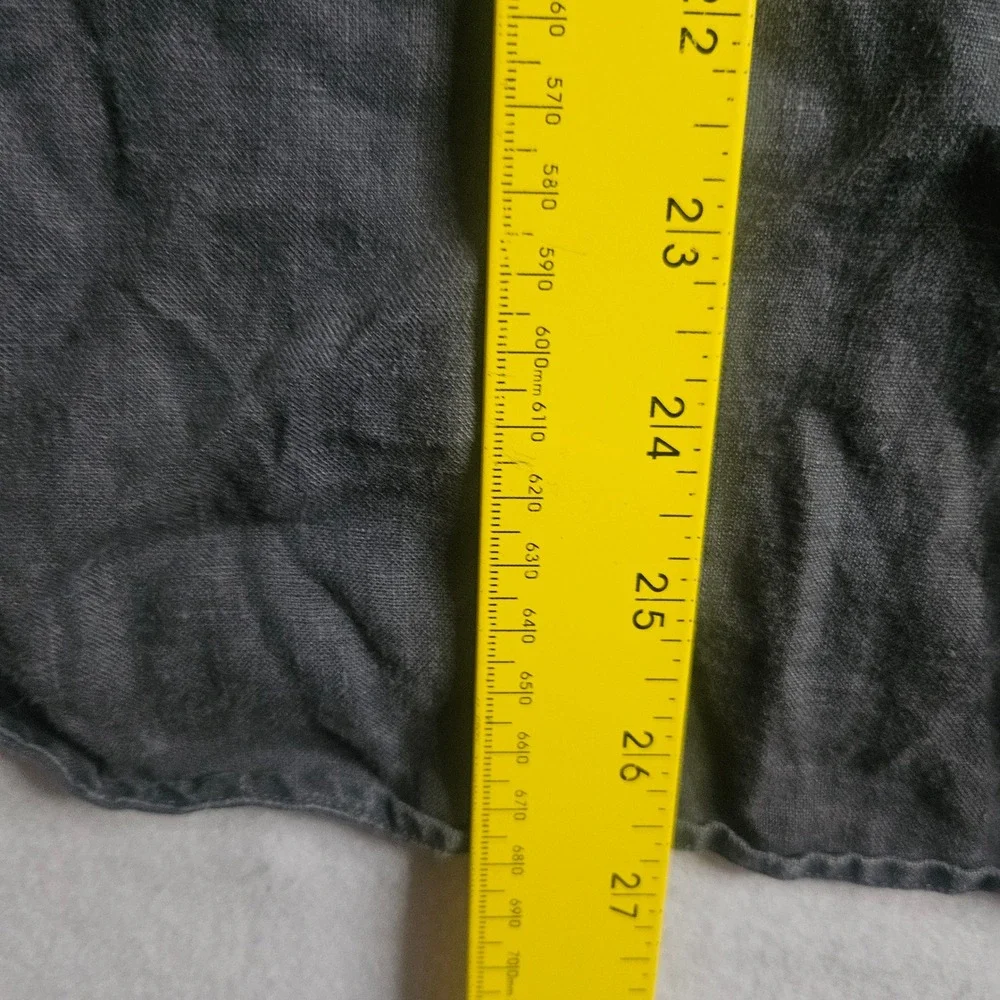 Everlane Mens Linen Short Sleeve Button Down Shirt Charcoal Grey Large L Pocket